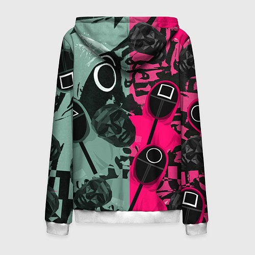 Мужская толстовка на молнии Маски из игры в кальмара / 3D-Белый – фото 2