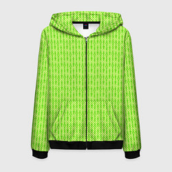 Толстовка 3D на молнии мужская Светлый жёлто-зелёный текстурированный, цвет: 3D-черный