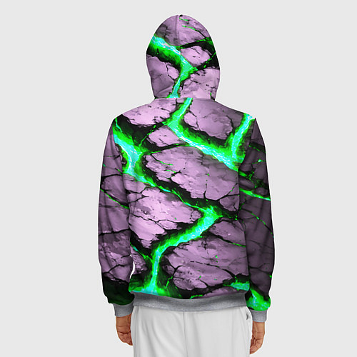 Мужская толстовка на молнии Треснувший камень зелёный / 3D-Меланж – фото 4