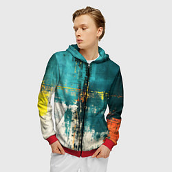 Толстовка 3D на молнии мужская Ржавчина сине-белая, цвет: 3D-красный — фото 2