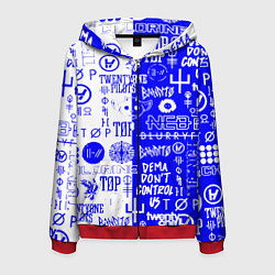 Толстовка 3D на молнии мужская Twenty one pilots лого, цвет: 3D-красный