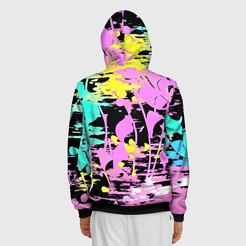 Мужская толстовка на молнии Color expressive abstraction - Milano / 3D-Черный – фото 4