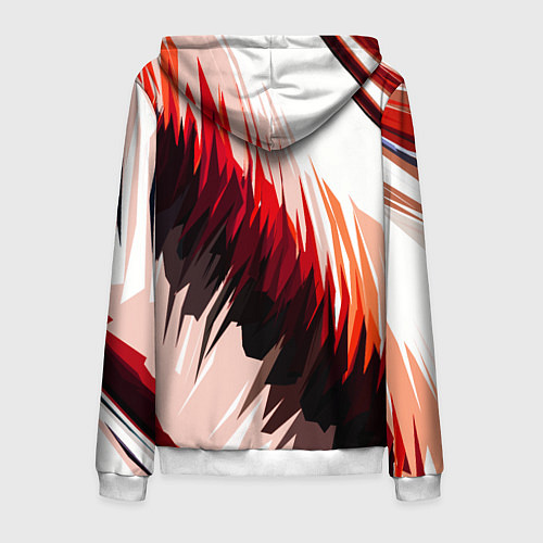 Мужская толстовка на молнии Чёрно-красные острые полосы на белом фоне / 3D-Белый – фото 2