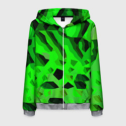 Толстовка 3D на молнии мужская Чёрно-зелёная пористая абстракция, цвет: 3D-меланж