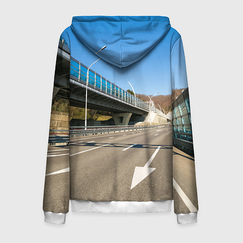 Мужская толстовка на молнии Бугатти на трассе / 3D-Белый – фото 2