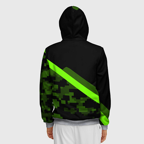 Мужская толстовка на молнии Portal camo steel geometry / 3D-Меланж – фото 4