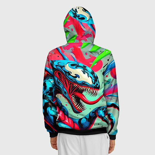 Мужская толстовка на молнии Свирепый Веном - граффити / 3D-Черный – фото 4