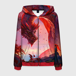 Мужская толстовка на молнии Дракон красный мифический