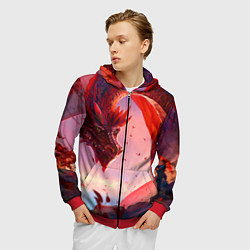 Толстовка 3D на молнии мужская Дракон красный мифический, цвет: 3D-красный — фото 2