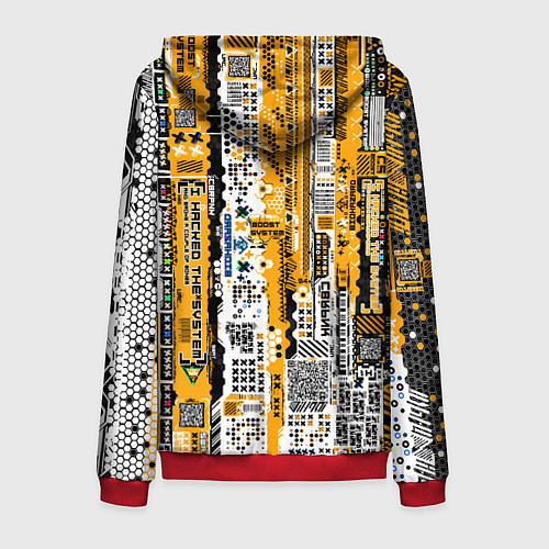 Мужская толстовка на молнии Cyberpunk pattern yellow / 3D-Красный – фото 2