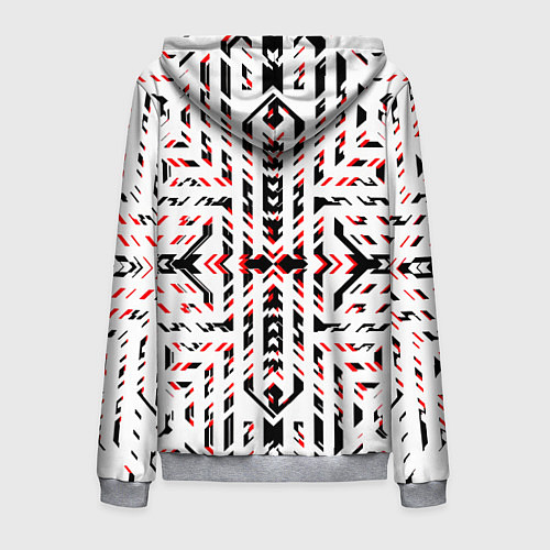 Мужская толстовка на молнии Чёрно-красные диагональные полосы на белом фоне / 3D-Меланж – фото 2