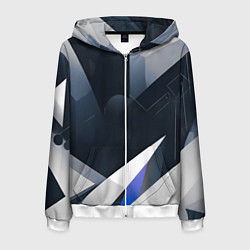 Толстовка 3D на молнии мужская Абстракция город следующего века, цвет: 3D-белый