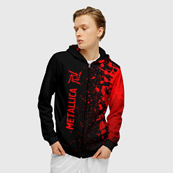 Толстовка 3D на молнии мужская Metallica - red gradient по-вертикали, цвет: 3D-черный — фото 2