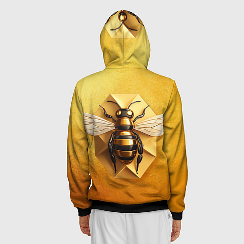 Мужская толстовка на молнии Пчела на золоте / 3D-Черный – фото 4