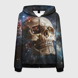 Толстовка 3D на молнии мужская Череп - космос, цвет: 3D-черный