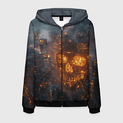 Мужская толстовка на молнии Череп - огонь
