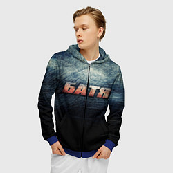 Толстовка 3D на молнии мужская Батя - светлая сталь, цвет: 3D-синий — фото 2