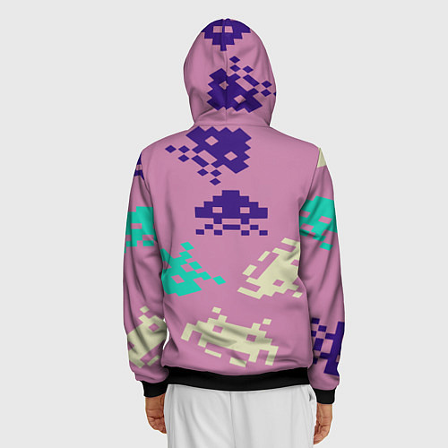 Мужская толстовка на молнии Пиксели фильтр / 3D-Черный – фото 4