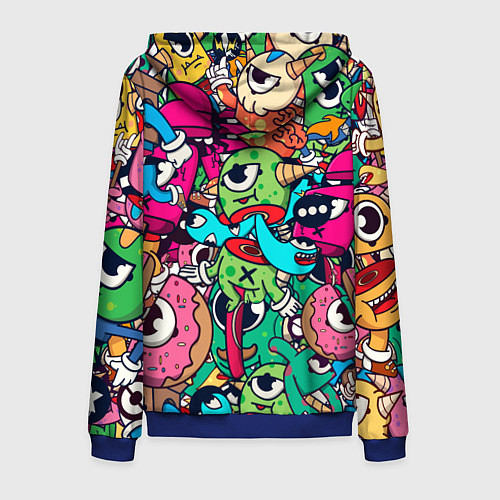 Мужская толстовка на молнии Color doodle monsters / 3D-Синий – фото 2