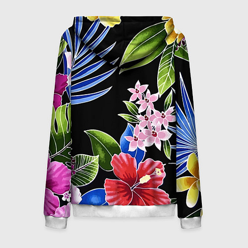 Мужская толстовка на молнии Tropical flowers - aloha / 3D-Белый – фото 2