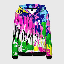 Толстовка 3D на молнии мужская Colorful abstraction - aloha, цвет: 3D-черный