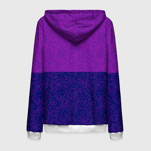 Мужская толстовка на молнии Фиолетовый синий узор с абстрактными линиями / 3D-Белый – фото 2