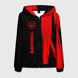 Толстовка 3D на молнии мужская Arsenal - red gradient по-вертикали, цвет: 3D-черный