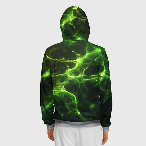 Мужская толстовка на молнии Зеленые волокна текстура / 3D-Меланж – фото 4