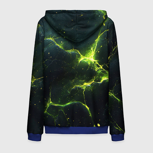Мужская толстовка на молнии Разбитая плита с зеленым светом / 3D-Синий – фото 2