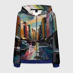 Толстовка 3D на молнии мужская Улица в стиле экспрессионизм, цвет: 3D-синий
