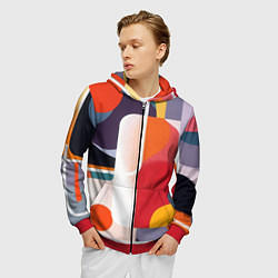 Толстовка 3D на молнии мужская Абстракция из фигур и линий, цвет: 3D-красный — фото 2