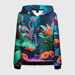Толстовка 3D на молнии мужская Морские растения, цвет: 3D-черный