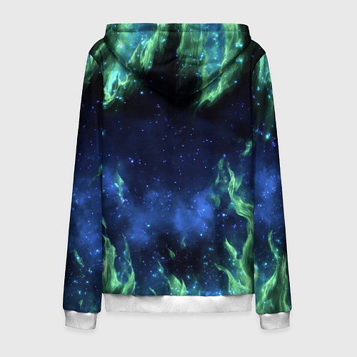 Мужская толстовка на молнии Зеленые языки пламени / 3D-Белый – фото 2