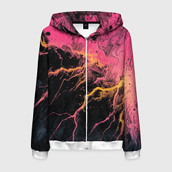 Толстовка 3D на молнии мужская Абстрактные молнии текстура, цвет: 3D-белый