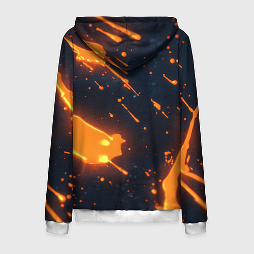 Мужская толстовка на молнии Оранжевая краска в движении / 3D-Белый – фото 2