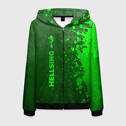 Толстовка 3D на молнии мужская Hellsing - green gradient по-вертикали, цвет: 3D-черный