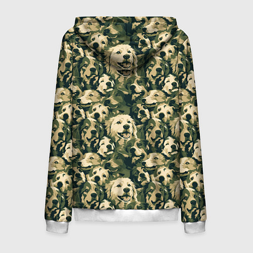 Мужская толстовка на молнии Камуфляжные собаки / 3D-Белый – фото 2