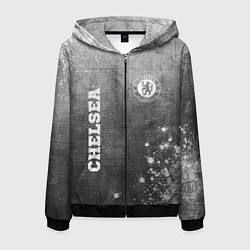 Толстовка 3D на молнии мужская Chelsea - grey gradient вертикально, цвет: 3D-черный