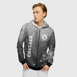 Толстовка 3D на молнии мужская Chelsea - grey gradient вертикально, цвет: 3D-черный — фото 2