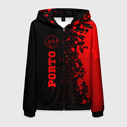 Толстовка 3D на молнии мужская Porto - red gradient по-вертикали, цвет: 3D-черный