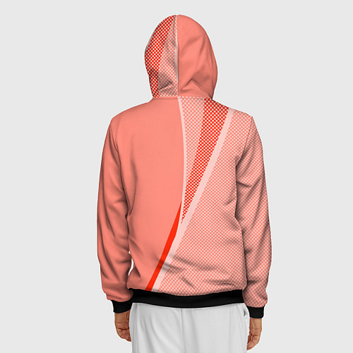 Мужская толстовка на молнии Sport персиковый с полосой / 3D-Черный – фото 4