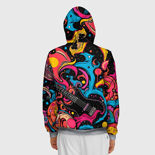 Мужская толстовка на молнии Psychedelic abstract guitar / 3D-Меланж – фото 4