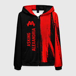 Толстовка 3D на молнии мужская Asking Alexandria - red gradient по-вертикали, цвет: 3D-черный