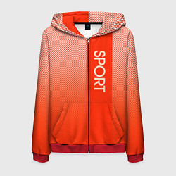 Мужская толстовка на молнии Sport красно-оранжевый с вертикальной полосой