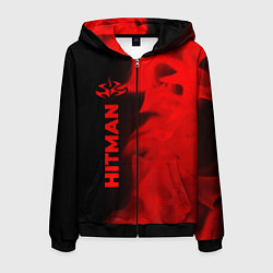 Толстовка 3D на молнии мужская Hitman - red gradient по-вертикали, цвет: 3D-черный