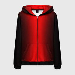 Толстовка 3D на молнии мужская Чёрно-красный градиент по центру, цвет: 3D-черный
