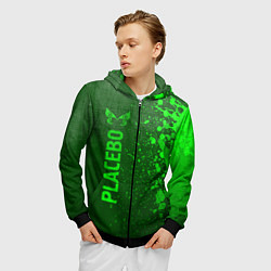 Толстовка 3D на молнии мужская Placebo - green gradient по-вертикали, цвет: 3D-черный — фото 2