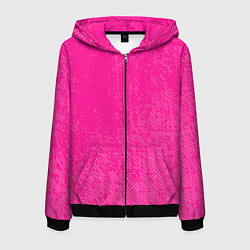 Толстовка 3D на молнии мужская Джинс с потертостями-розовый, цвет: 3D-черный