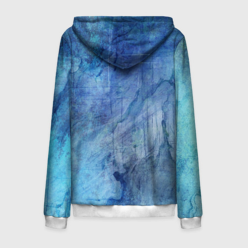 Мужская толстовка на молнии Абстракция - blue stone / 3D-Белый – фото 2