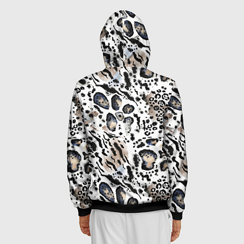 Мужская толстовка на молнии Пятна леопарда абстрактные / 3D-Черный – фото 4